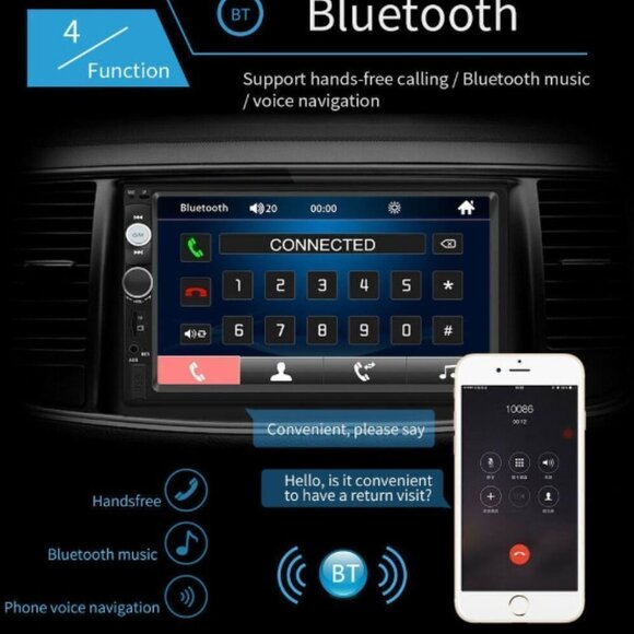 Universal 7'' Double Din Car Stereo Bluetooth FM Radio USB & Backup Camera - Picture 4 of 6